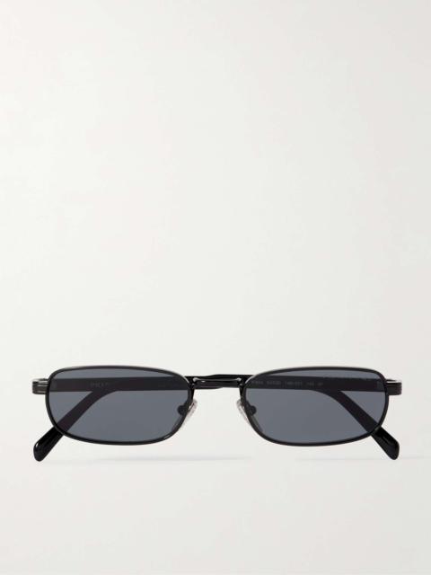 Rectangular-Frame Black-Tone and Acetate Sunglasses