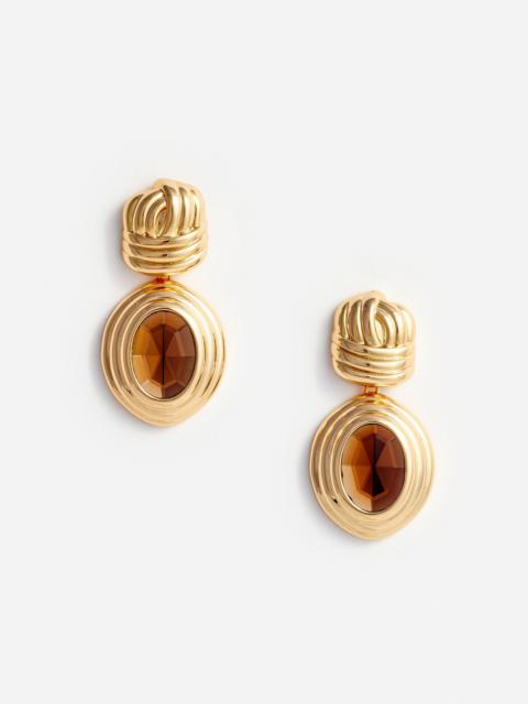 self-portrait Gold Knot Tiered Amber Earrings