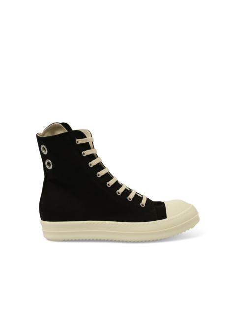 Rick Owens DRKSHDW Denim High Sneaks in Black/Milk