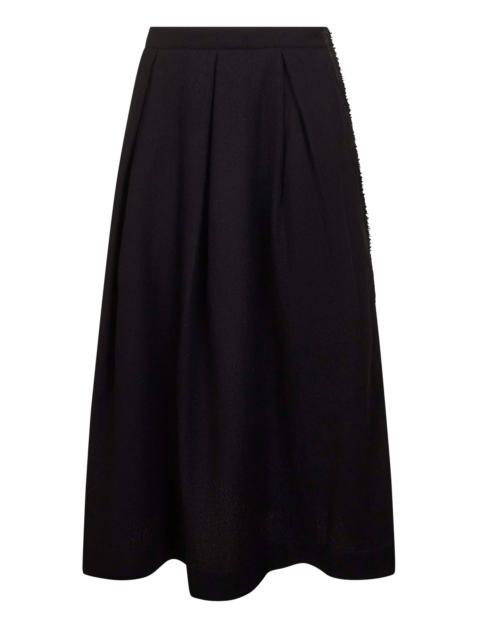 UMA WANG Black frontera canvas Gomes pleated midi skirt