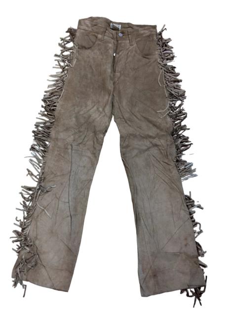 Other Designers Agnes B. - Vintage agnes b leather fringe pants made in france