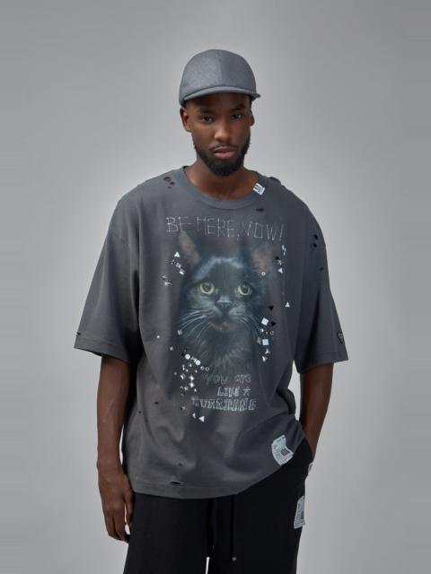 Maison MIHARAYASUHIRO Cat Printed Embellished Distressed T-Shirt