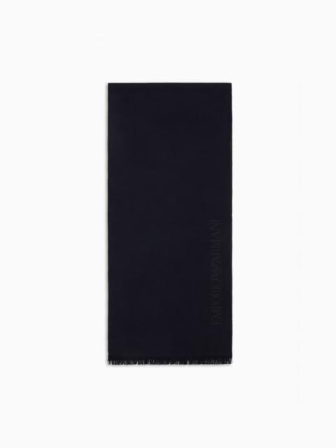 EMPORIO ARMANI Wool scarf with jacquard logo lettering