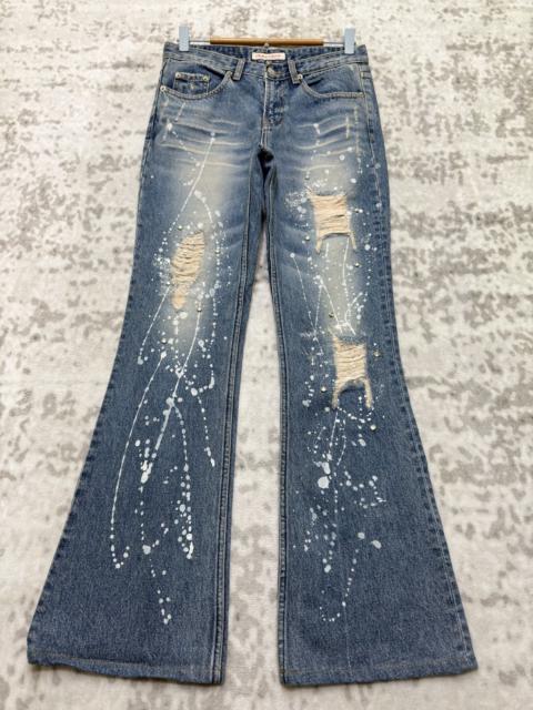 Hysteric Glamour Flared CFLINE Paint Splash Glitter Distress Low Rise Denim