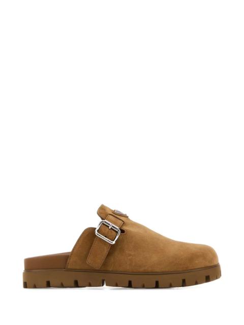 Prada Prada Men Camel Suede Slippers