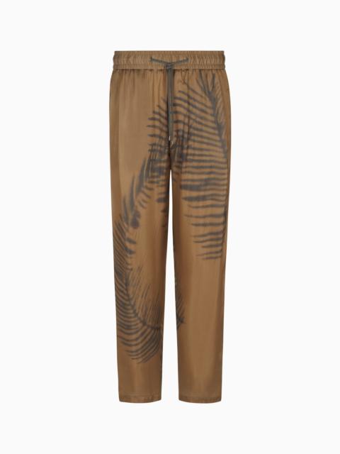 GIORGIO ARMANI DRAWSTRING TROUSERS IN PRINTED CUPRO
