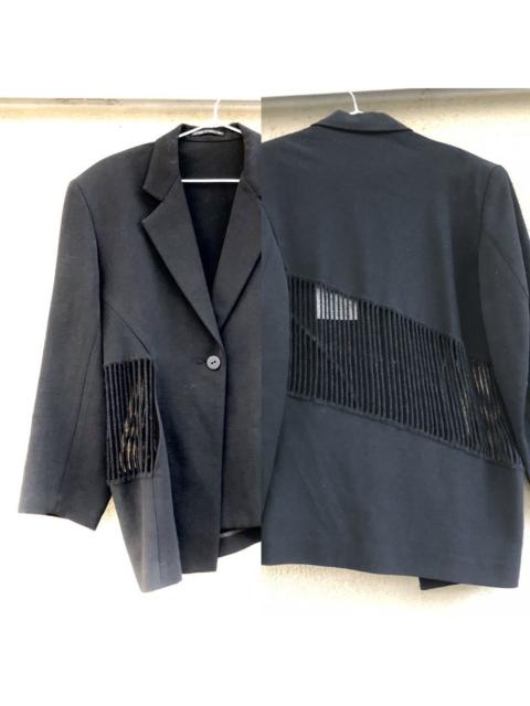 Yohji Yamamoto ARCHIVE 1980 Asymmetric Wrap Fringe Blazer Black Wool