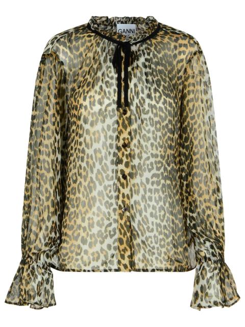 GANNI Ganni Leopard Print Viscose Shirt Multicolor