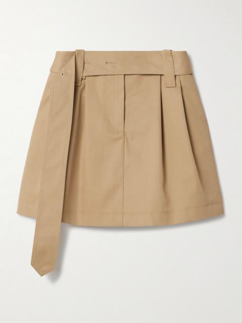 Moncler Belted Pleated Twill Mini Skirt