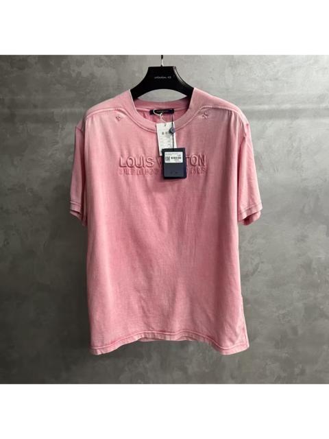 Louis Vuitton Louis Vuitton 2025 Pre-Fall Men's Collection: Pink Washed Ribbed T-Shirt with Embroidered Logo