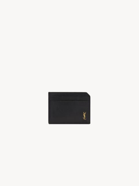 SAINT LAURENT TINY CASSANDRE OPEN CARD CASE IN SHINY LEATHER