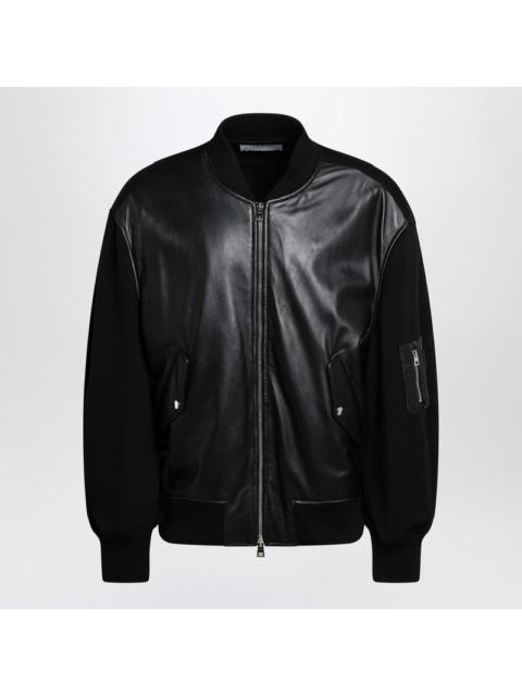 Givenchy Givenchy Black Leather Bomber Jacket With Wool Sleeves Men
