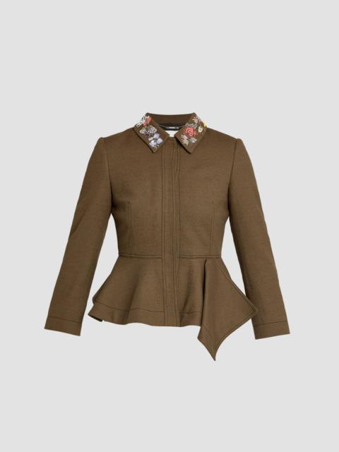 Erdem EMBELLISHED CREPE PEPLUM BLAZER