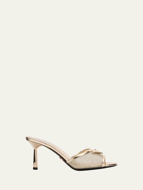 Prada 75mm Metallic Leather Mesh Sandals