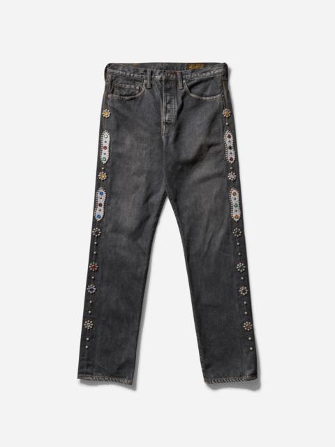 Kapital Men's 14oz Denim 5P Monkey Cisco (Studs) Black