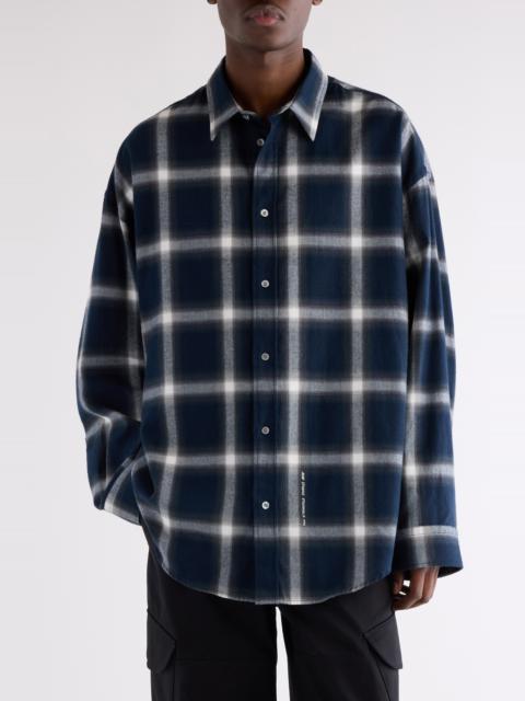 Acne Studios Acne Studios Setar Shadow Check Long Sleeve Flannel Button-Up Shirt in Navy Multi at Nordstrom