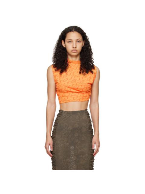 JADE CROPPER Orange Asymmetric T-Shirt