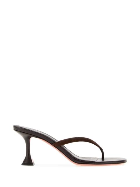 Amina Muaddi Amina Muaddi Women Dark Brown Leather Juliette Thong Mules