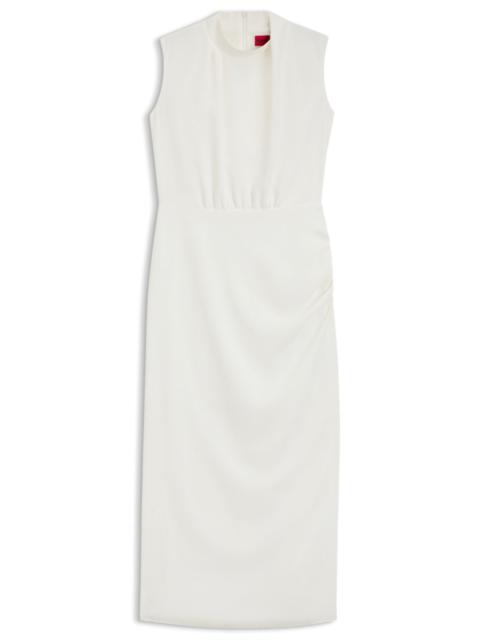 HUGO LONG-LENGTH DRESS IN CREPE WITH DRAPED MOCK NECKLINE
