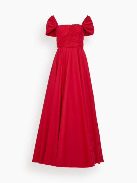GIAMBATTISTA VALLI Long Corsage Poplin Dress in Red
