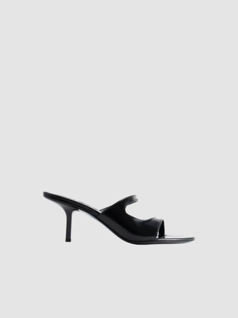 BY FAR Serena Black Semi Patent Leather Slip-On Mule