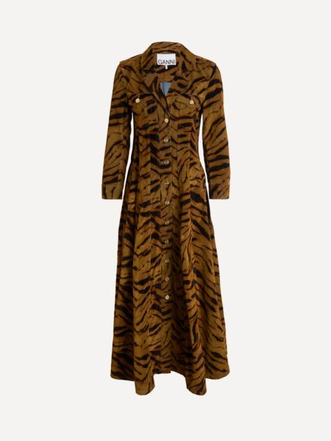 GANNI Tiger Print Denim Dress