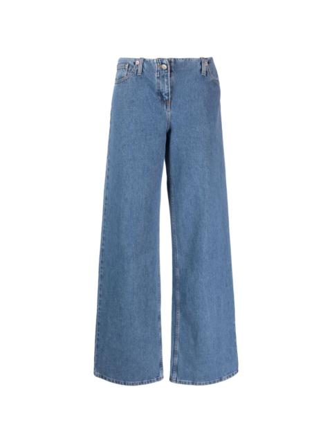 logo-patch wide-leg jeans