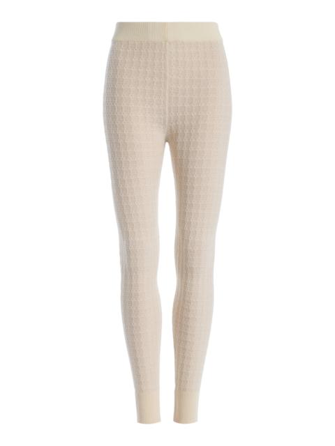 CORDOVA Soleil Cable-Knit Merino Wool Leggings ivory