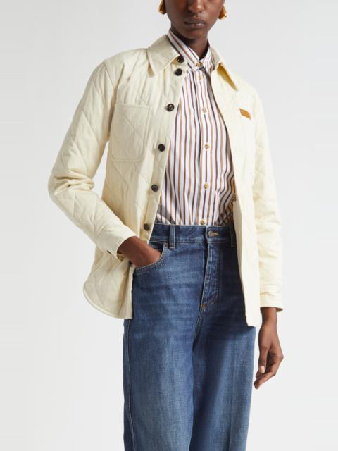 Bottega Veneta Bottega Veneta Quilted Cotton Blend Overshirt in 9028 Sea Salt at Nordstrom
