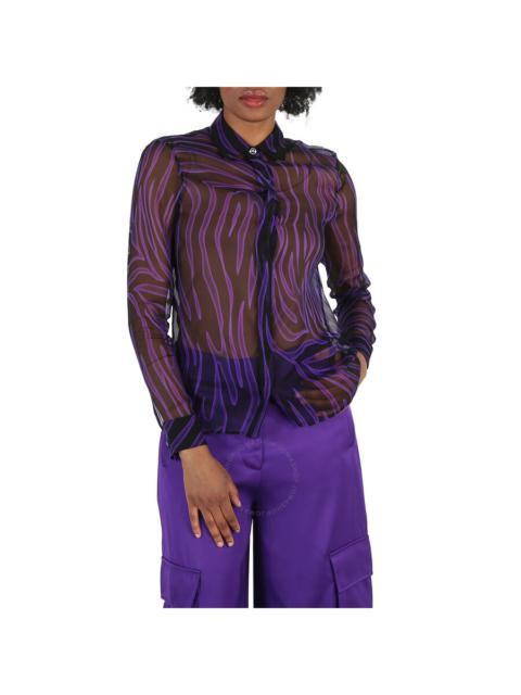 Versace Ladies Allover Long-Sleeve Sheer Silk Shirt