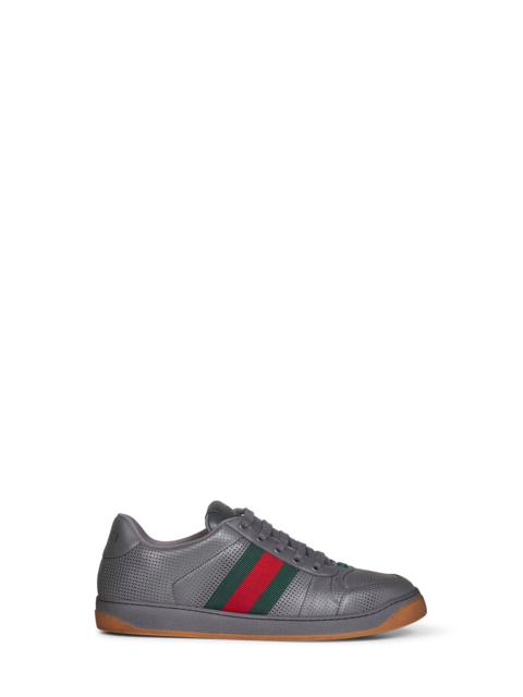 GUCCI Gucci Men Dark Grey Perforated Leather Screener Sneakers