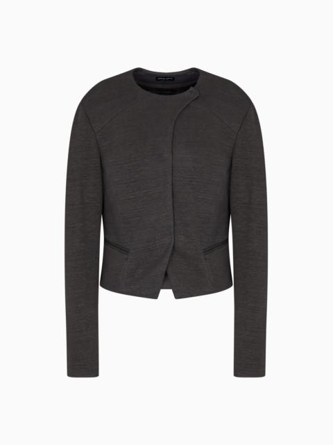 GIORGIO ARMANI SHORT JACKET IN A VISCOSE AND LINEN JERSEY