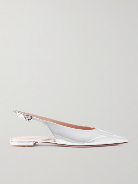 Gianvito Rossi Robbie Mirrored-leather Point-toe Slingback Flats