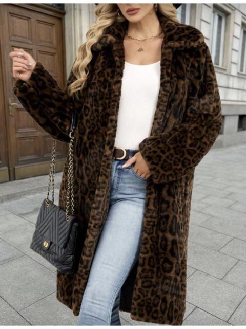 Other Designers Shein - UNISEX Sexy Leopard Print Fleece Long Cardigan