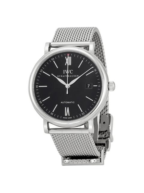 IWC Schaffhausen IWC Portofino Black Dial Stainless Steel Men's Watch IW356506