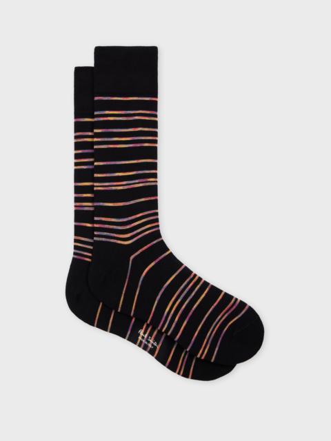 Paul Smith Black Cotton-Blend 'Pinstripe Signature' Socks