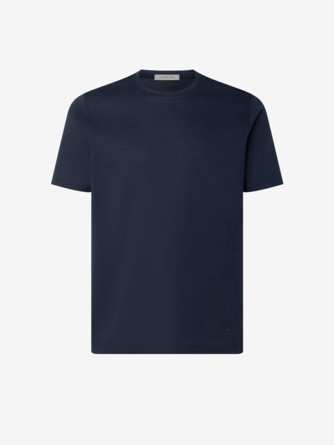 CORNELIANI Navy blue crew neck pure cotton t-shirt