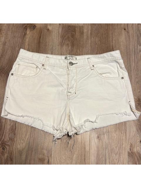 Other Designers Free People White Raw Hem Distressed Denim Shorts