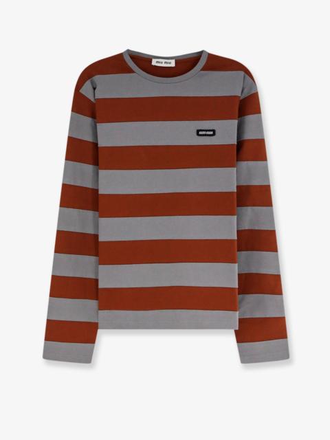 Miu Miu Miu Miu Women Cotton T-Shirt With Striped Pattern