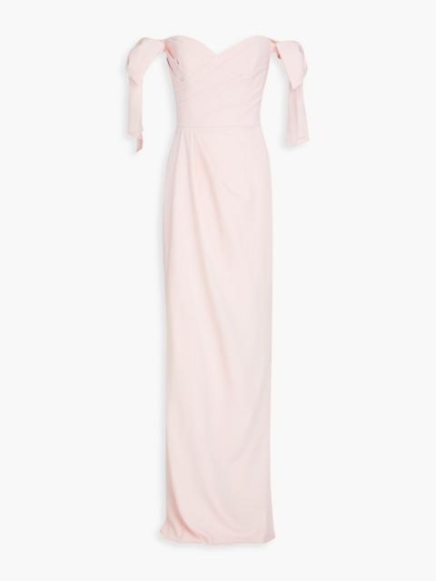 Other Designers Off-the-shoulder bow-detailed crepe gown