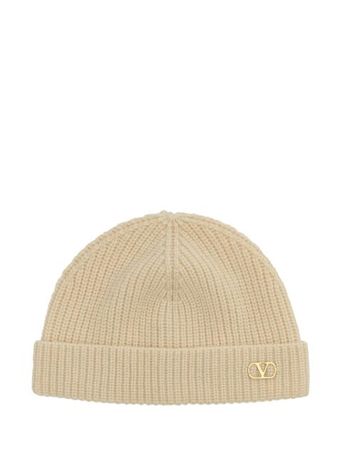 Valentino Sand cashmere beanie hat