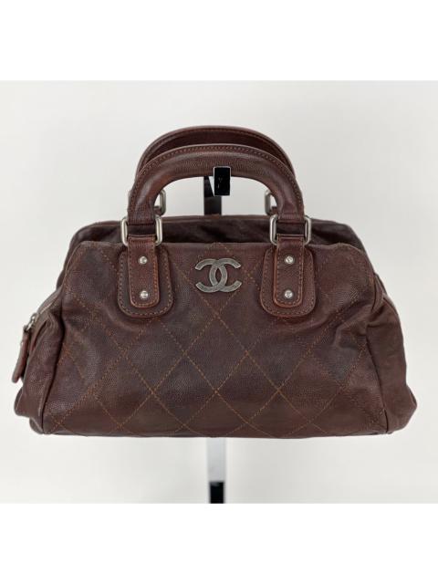 CHANEL Outdoor Ligne Doctor Bag Brown Quilted Caviar Small Handbag Preowned