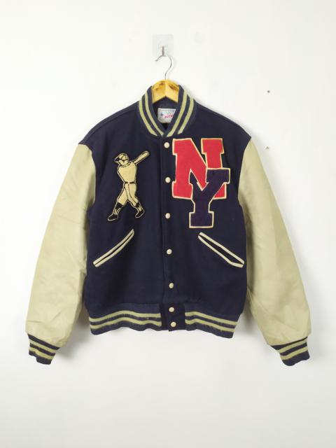 Other Designers Vintage - VINTAGE 70' NEW YORK YANKEES BASEBALL FADED VARSITY JACKET