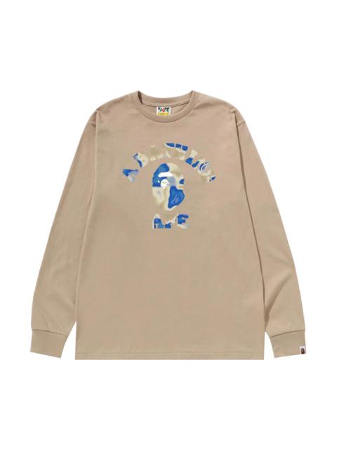 A BATHING APE® BAPE Liquid Camo College Long-Sleeve Tee 'Beige'