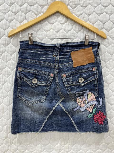 Other Designers Archival Clothing - (Jjjj). HYPEBEAST ANGAUGE DENIM EMBROIDERY SKIRTS