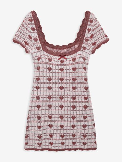 For Love & Lemons Candy Heart Knit Mini Dress