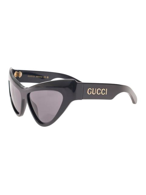 GUCCI Gucci Women 'Gg1294s' Black Cat-Eye Sunglasses With Logo Lettering In Shiny Acetate Woman