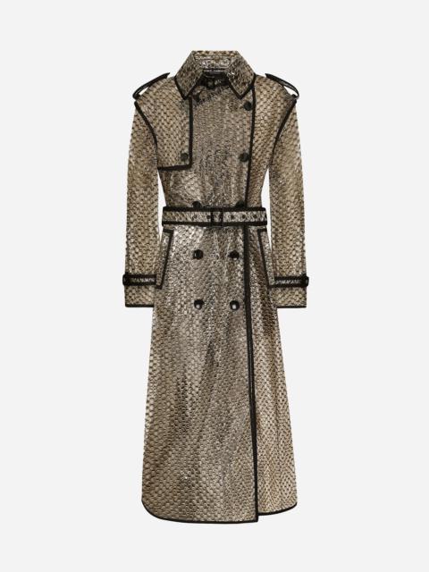 Dolce & Gabbana PVC-bonded lurex mesh trench coat