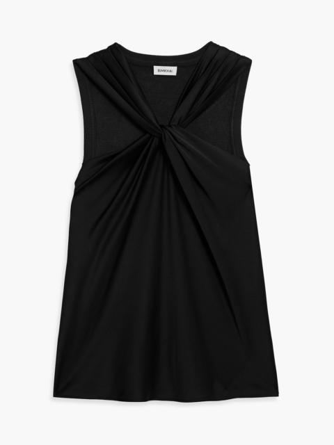 SIMKHAI Ria knit-paneled twisted satin top
