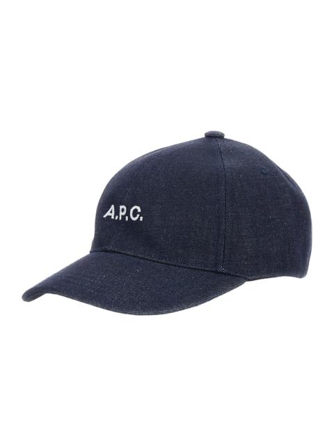 A.P.C. A.P.C. Men Blue Baseball Cap With Logo Lettering On The Front In Cotton Man